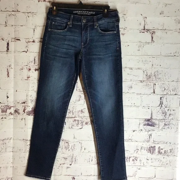sac319 🦅American Eagle Super Stretch Low Rise Skinny Size 4 w/ 28.5" Inseam - Picture 6 of 10